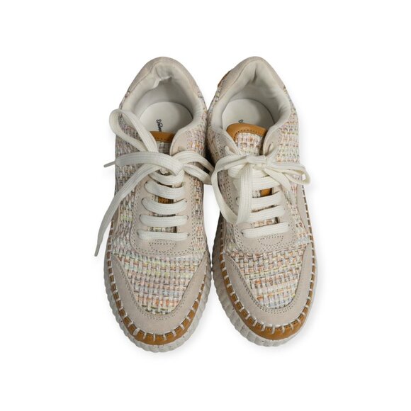 Universal thread Knit Woven Chunky Sneaker Cream and Orange Fashion Shoe SZ 6 - Picture 3 of 12
